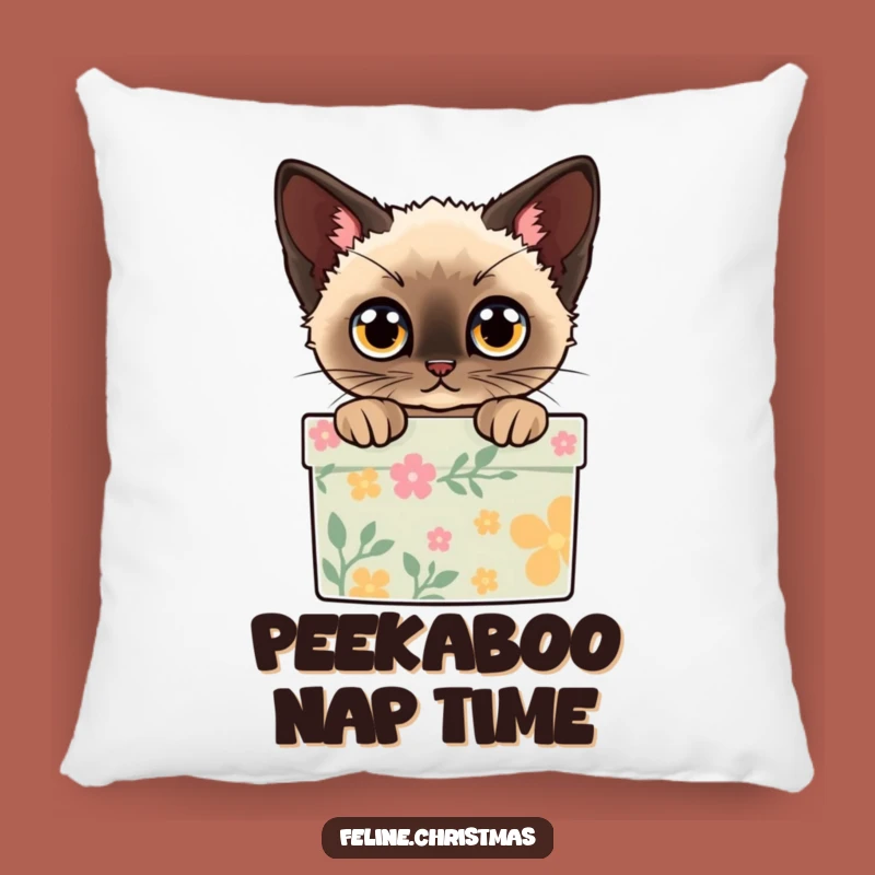 Funny Siamese Cat Gift Box Pillow - Cozy Feline Holiday Accent Gift