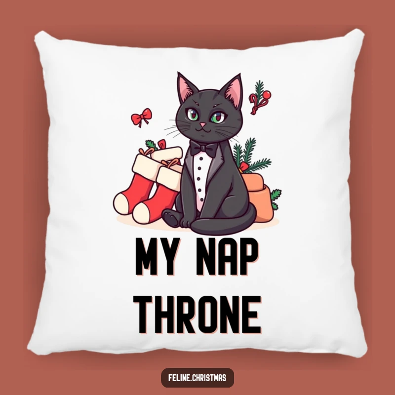 Funny Cat Pillow: Royal Tuxedo Cat, Stocking Comfort
