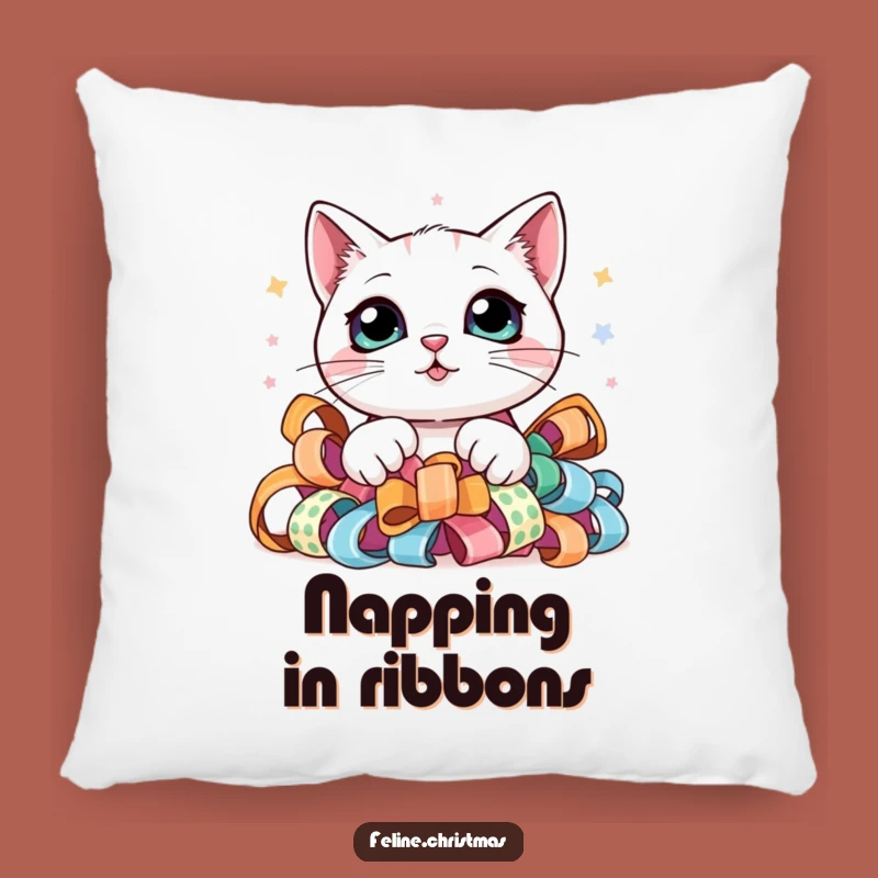 Funny Kawaii Cat Ribbon Peek Pillow - Cute Curious Kitty Cushion Gift!