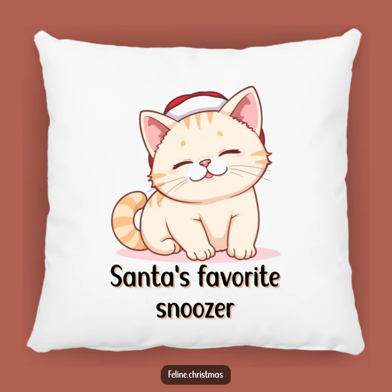 Funny Lazy Cat Santa Hat Pillow: Cozy Comfort with Holiday Sass