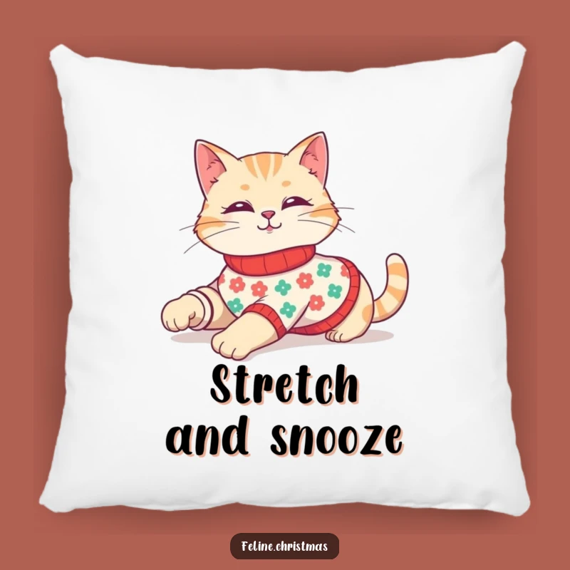 Funny Festive Cat Sweater Pillow - Cozy & Hilarious Home Decor!