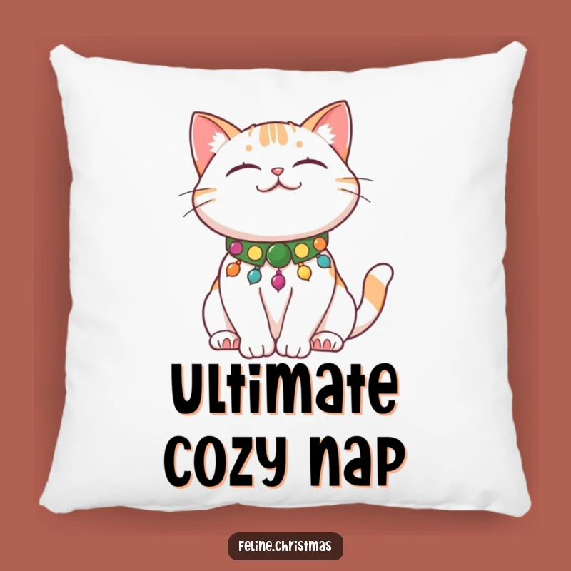 Funny Cat Stretch Pillow: Cozy Comfort with a Content Kitty's Festive Relaxation