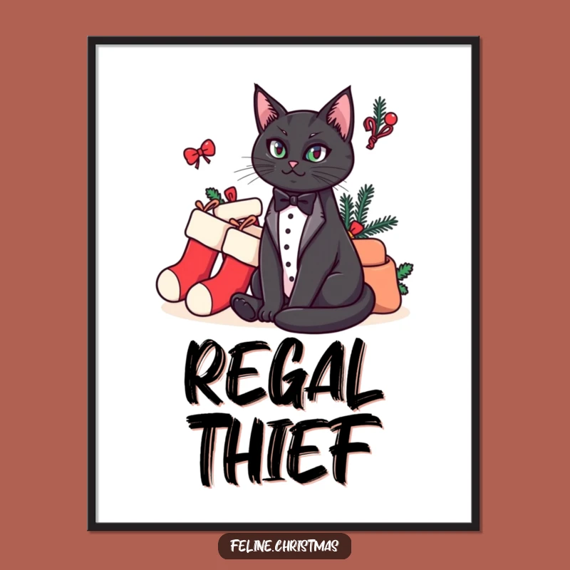 Funny Cat Digital Art: Regal Tuxedo Cat & Stockings