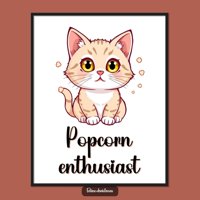 Funny Cat Popcorn Watcher Digital Print: Instant Movie Night Art