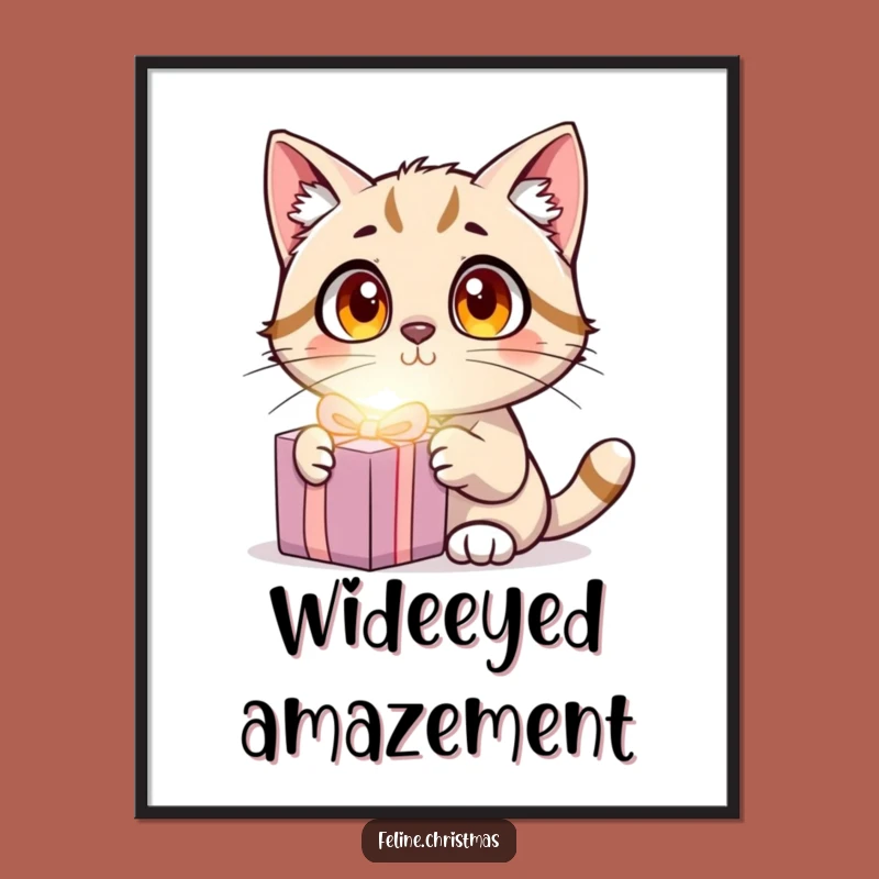 Funny Cat Surprise Digital Art Print: Instant Amazement with Wide-Eyed Kitty Art