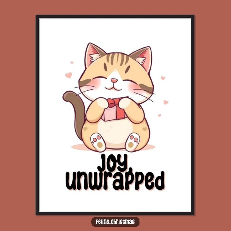 Funny Contented Cat Gift Digital Art: Instant Hilarious Holiday Decor for Cat Lovers
