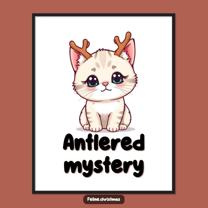 Funny Kawaii Reindeer Cat Digital Art - Instant Curious Decor