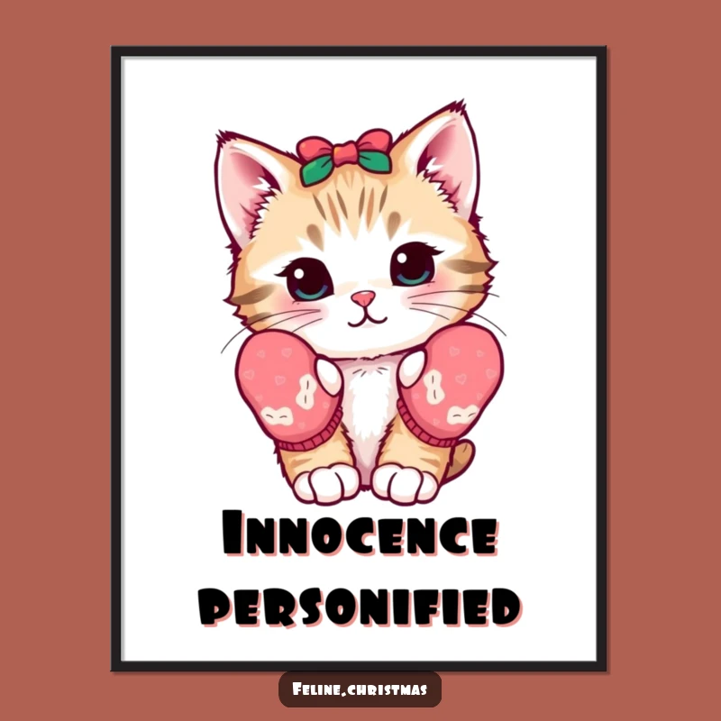 Funny Kawaii Kitten Digital Art: Curious Mittens, Instant Cute Decor, Funny Gift