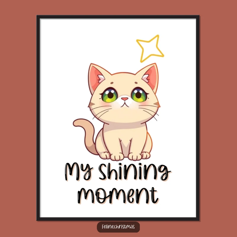 Funny Cat Star Digital Art Print for Dreamy Wall Decor