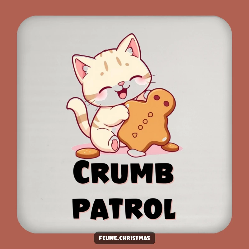 Funny Cat Gingerbread Cookie Batting Coaster - Playful Holiday Drink Gift!