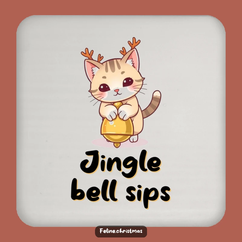 Funny Cat Antlers Coaster: Protect Surfaces with Playful Kitty's Jingle Bell Charm