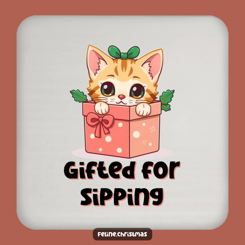 Funny Cat Gift Box Coaster: Protect Surfaces, Festive Surprise, Perfect Holiday Gift!