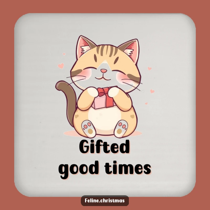 Funny Contented Cat Gift Coasters: Protect Surfaces with Hilarious Holiday Charm