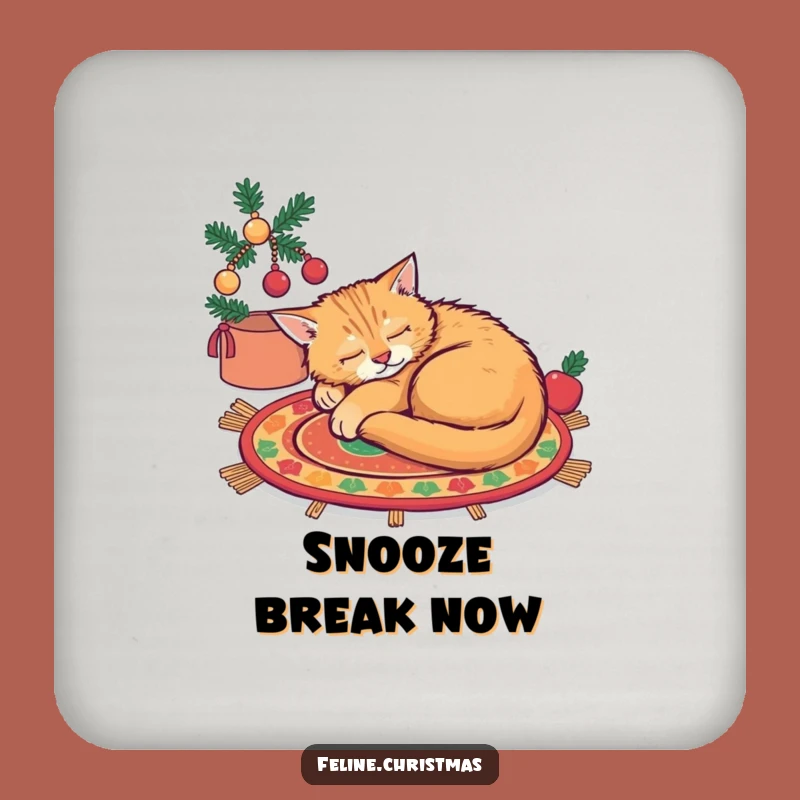Funny Ginger Cat Sleeping Rug Coaster - Protect Surfaces with Serenity