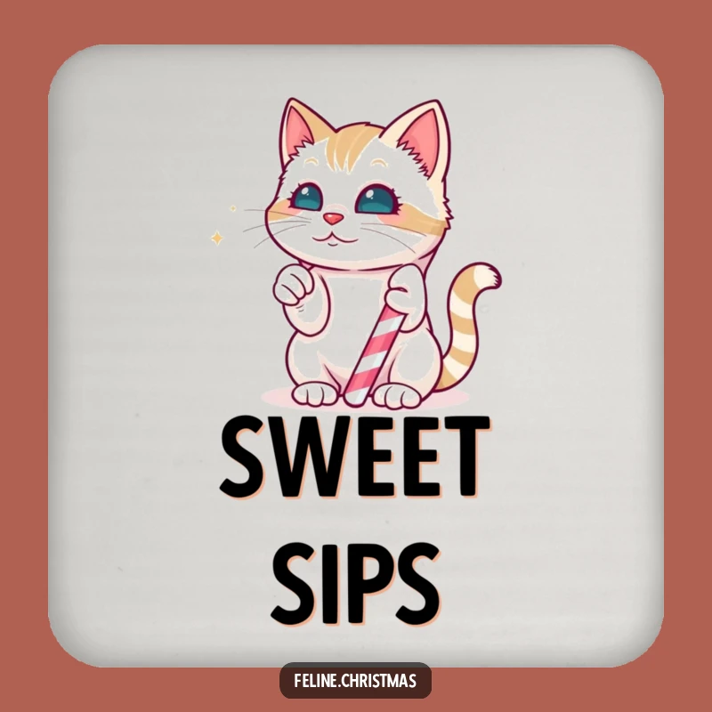 Funny Kawaii Cat Candy Cane Coaster: Protect Surfaces with Sweetness, Cute Funny Gift!