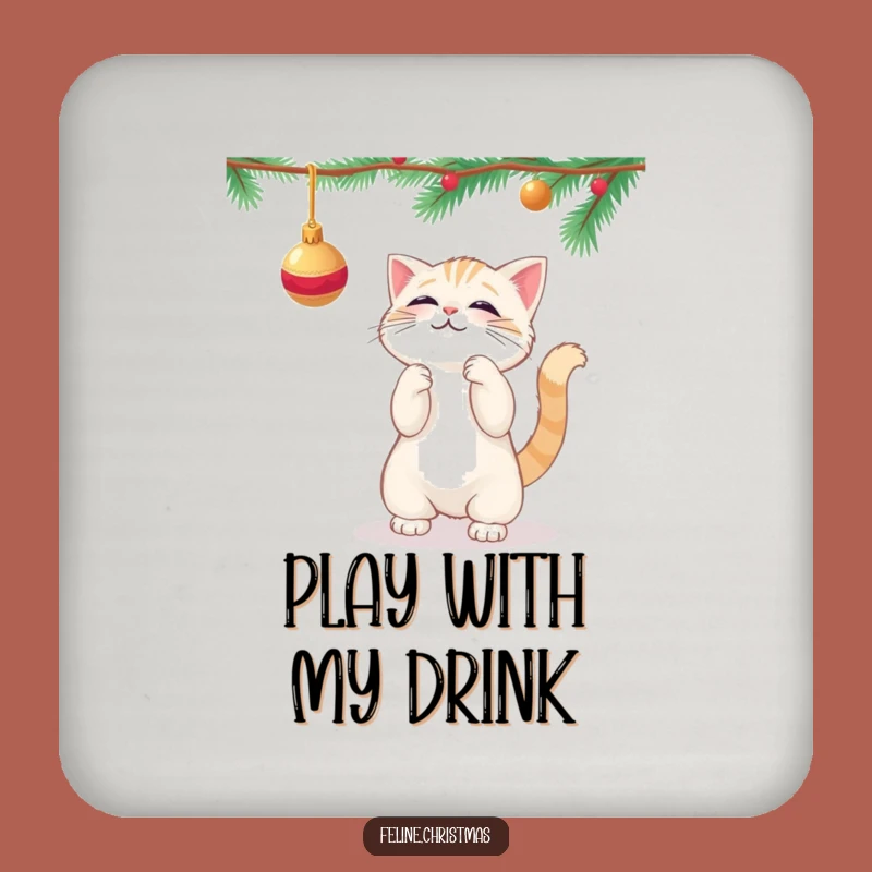 Funny Kawaii Cat Ornament Coaster Set - Cute Holiday Table Gift