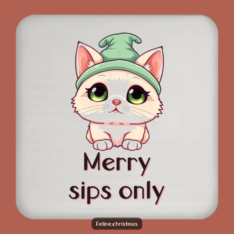 Funny Kawaii Ragdoll Elf Cat Coasters: Hilarious Festive Protection for Your Surfaces!