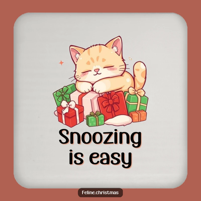 Funny Sleeping Cat Coaster: Protect Surfaces, Cozy Holiday, Perfect Gift!