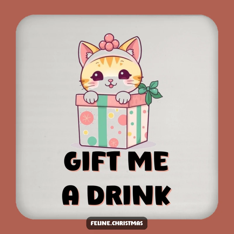 Funny Kawaii Cat Gift Box Coaster Set - Cute Protective Gift