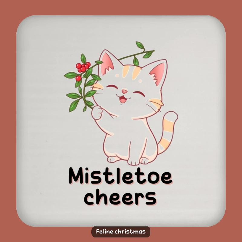 Funny Mistletoe Cat Drink Coaster - Protect Surfaces with Playfulness