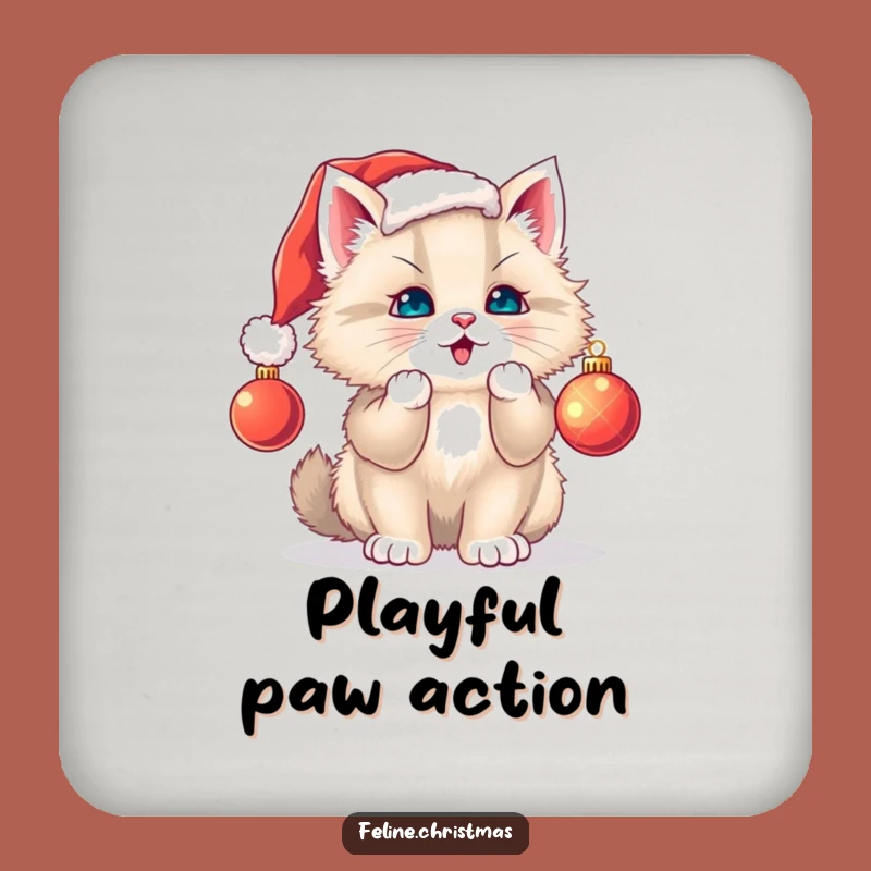 Funny Cat Santa Hat Coaster: Protect Surfaces, Festive Kitty Fun, Perfect Holiday Gift!