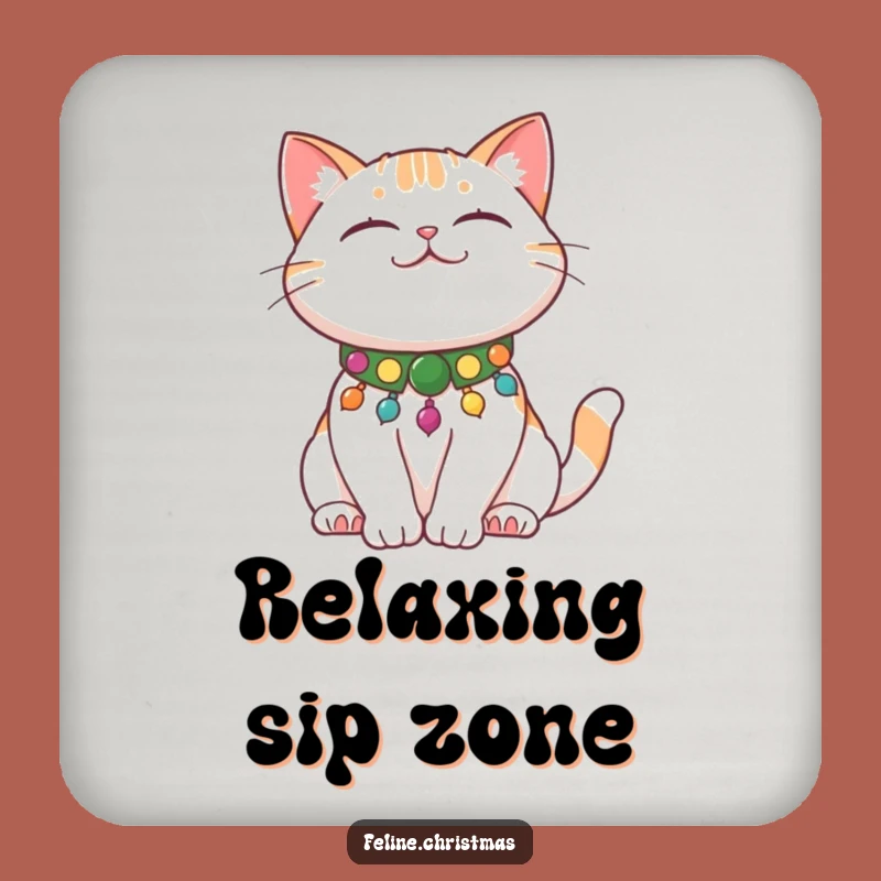 Funny Cat Stretch Coaster: Protect Surfaces with Content Kitty's Festive Charm