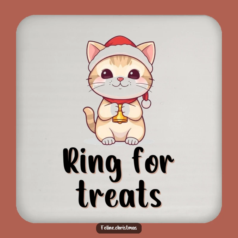 Funny Kawaii Santa Cat Coaster Set - Cute Holiday Table Gift