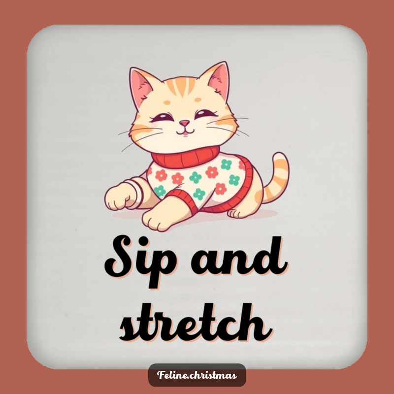 Funny Festive Cat Sweater Coaster - Chic & Hilarious Drink Decor!