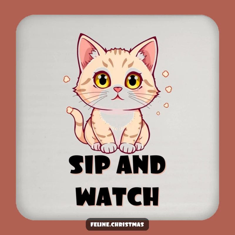 Funny Cat Popcorn Watcher Coaster Set: Protect Surfaces with Movie Charm