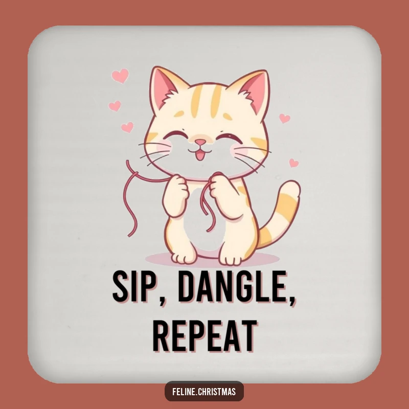 Funny Kawaii Cat Tinsel Drink Coaster - Protect Surfaces with Humor