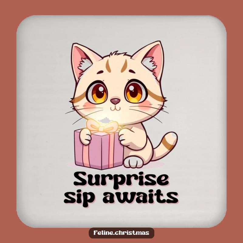 Funny Cat Surprise Coaster: Protect Surfaces with Wide-Eyed Kitty's Festive Charm