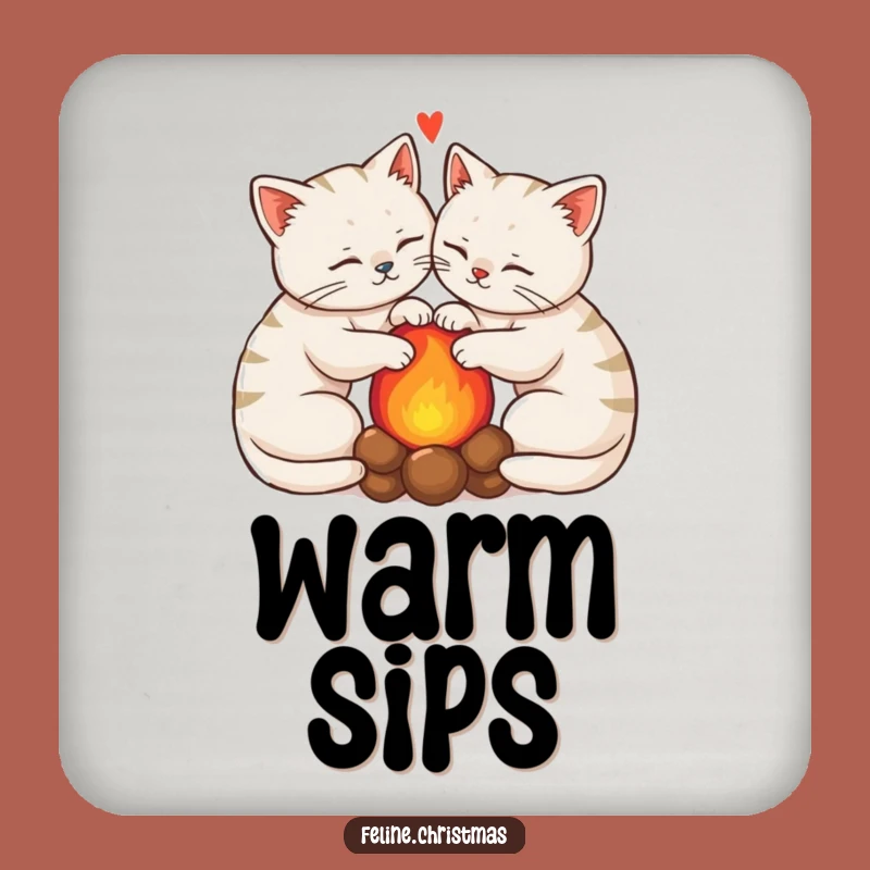 Funny Cozy Cats Hearth Coaster: Feline Duo Drink Protector, Gift