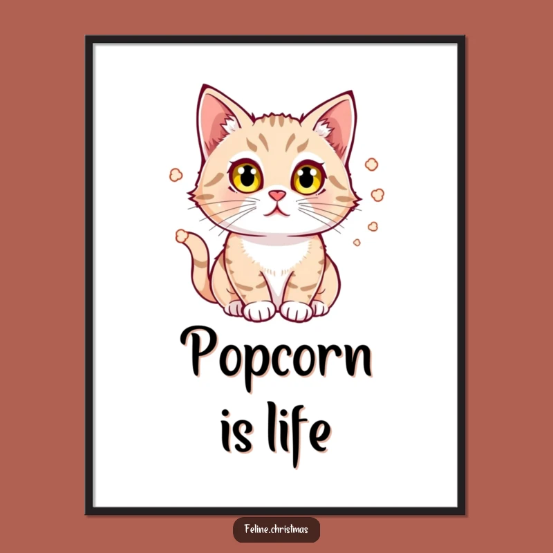 Funny Cat Popcorn Watcher Poster: Hilarious Art for Movie Buffs