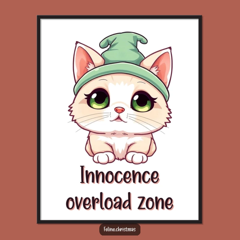 Funny Kawaii Ragdoll Elf Cat Poster: Festive Wall Art for Hilarious Holiday Cheer!