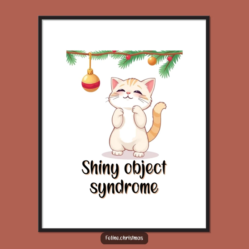 Funny Kawaii Cat Ornament Poster - Festive Feline Wall Art