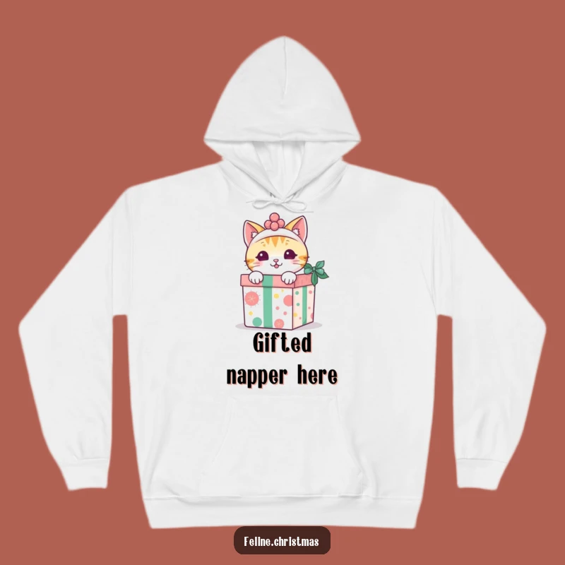 Cozy Funny Kawaii Cat Gift Box Hoodie - Warm Holiday Surprise Gift