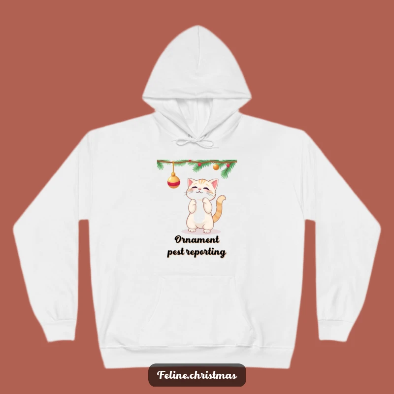 Cozy Funny Kawaii Cat Ornament Hoodie - Warm Holiday Playful Gift