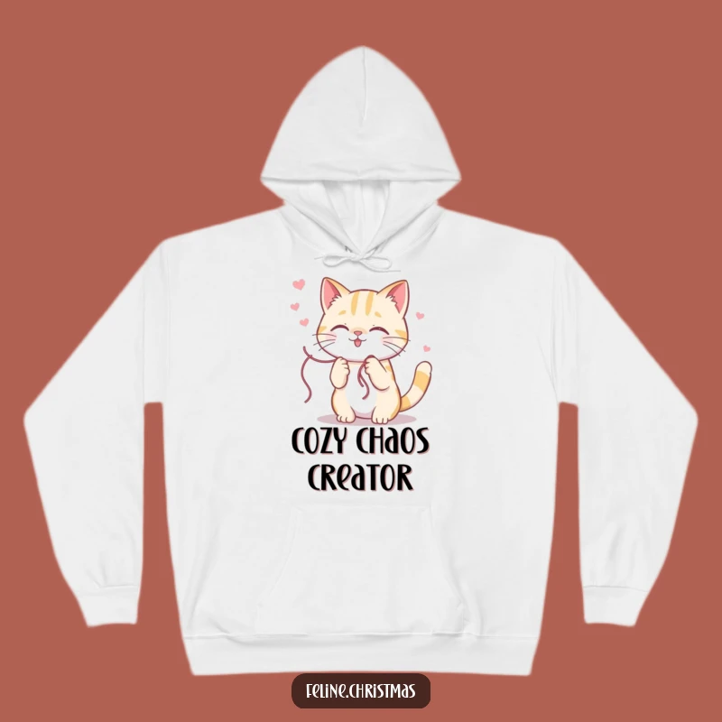 Cozy Funny Kawaii Cat Tinsel Hoodie - Warm Holiday Humor