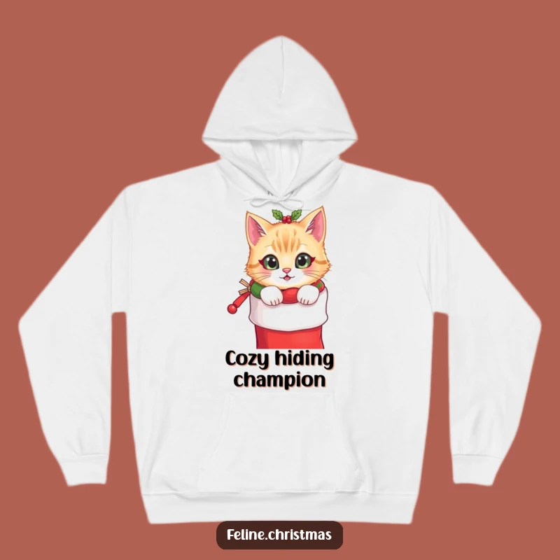 Funny Cat Stocking Hoodie: Cozy Peek, Festive Feline Comfort, Hilarious Holiday Gift