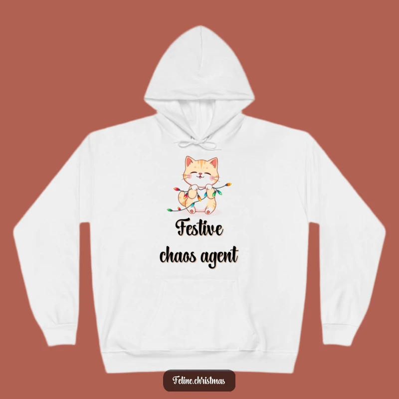 Funny Kawaii Cat Lights Hoodie: Cozy Feline Holiday Spirit, Amazing Funny Gift!