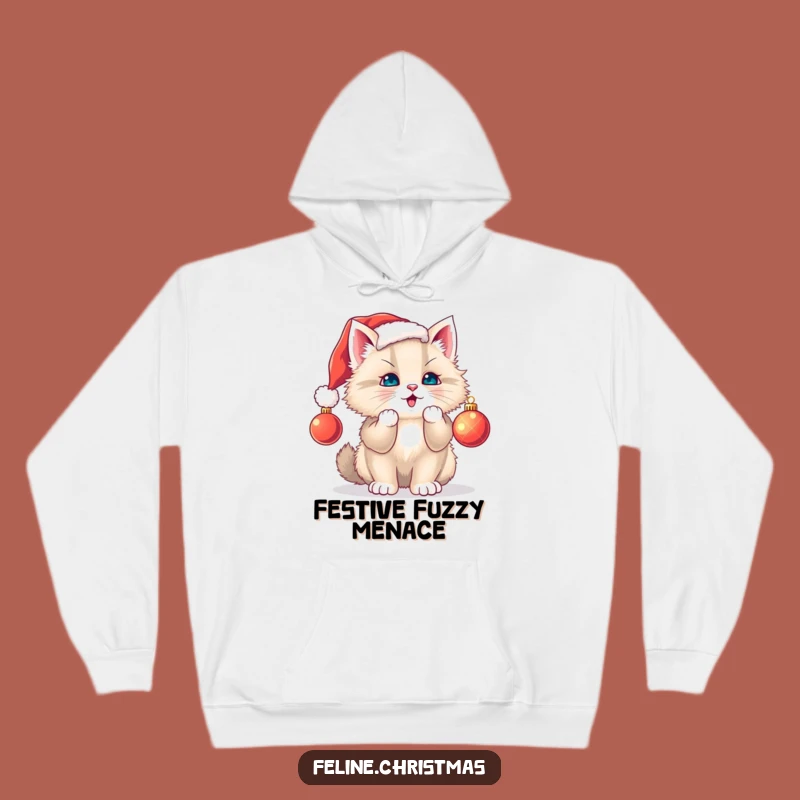 Funny Cat Santa Hat Hoodie: Cozy Festive Kitty, Warm Winter Gift for Cat Lovers!