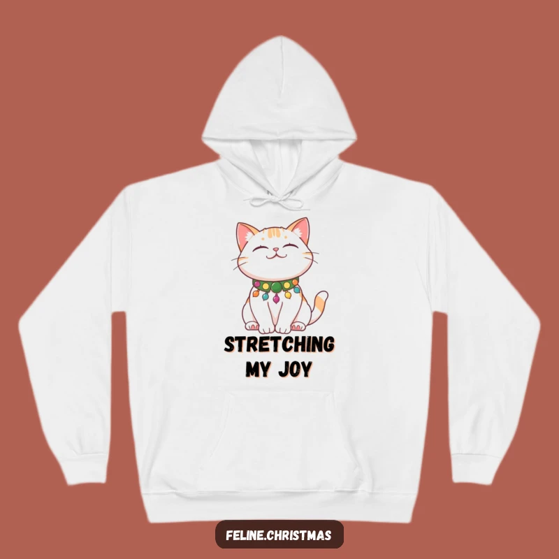 Funny Cat Stretch Hoodie: Cozy Contentment with Festive Collar Cat Design