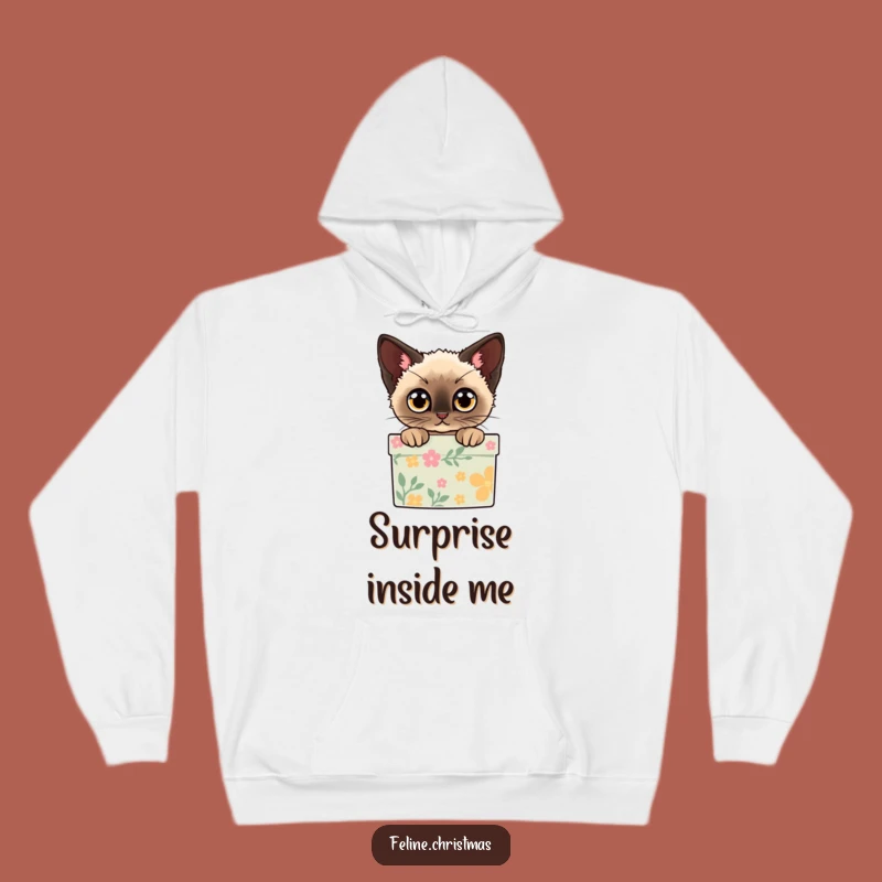 Funny Siamese Cat Gift Box Hoodie - Cozy Feline Holiday Gift