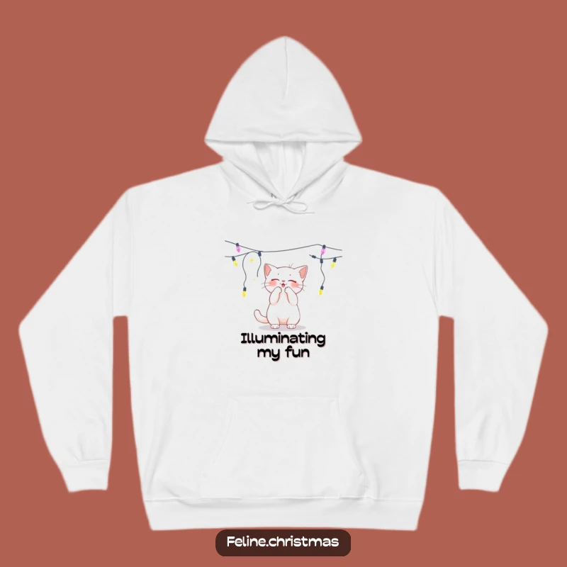 Funny White Cat Lights Hoodie - Cozy and Playful Pet Gift