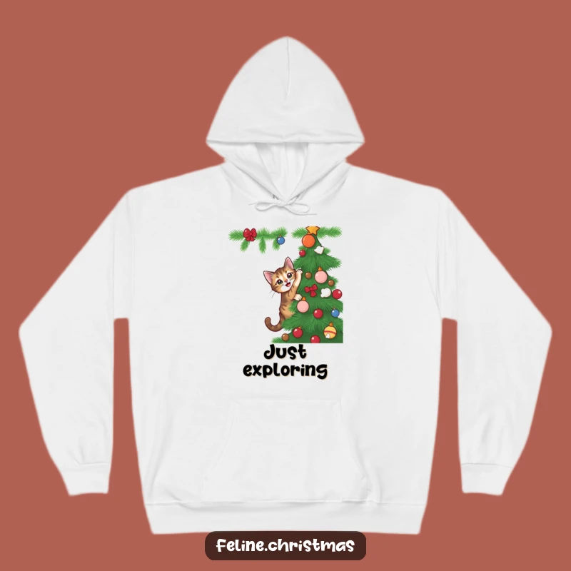 Funny Tabby Cat Hoodie - Cozy Christmas Tree Climber Gift
