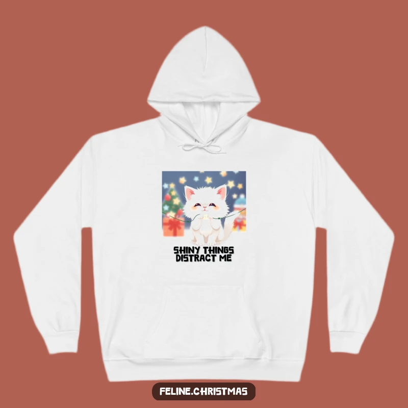 Funny Kawaii Fluffy Cat Light Hoodie: Cozy Festive Fun and Hilarious Holiday Vibes!