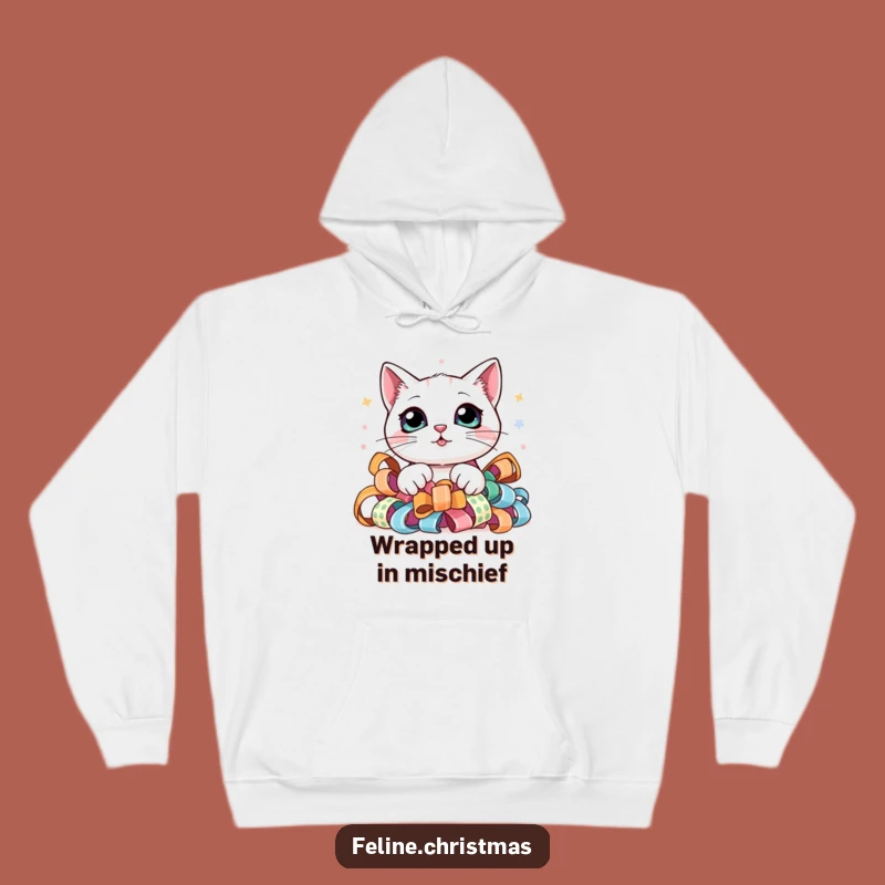 Funny Kawaii Cat Ribbon Peek Hoodie - Cozy Curious Kitty Sweatshirt Gift!