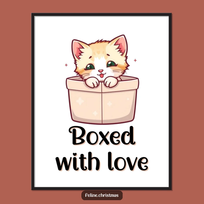Free Printable Kitten Wall Art: Humorous Cat & Gift Box Downloadable Decor