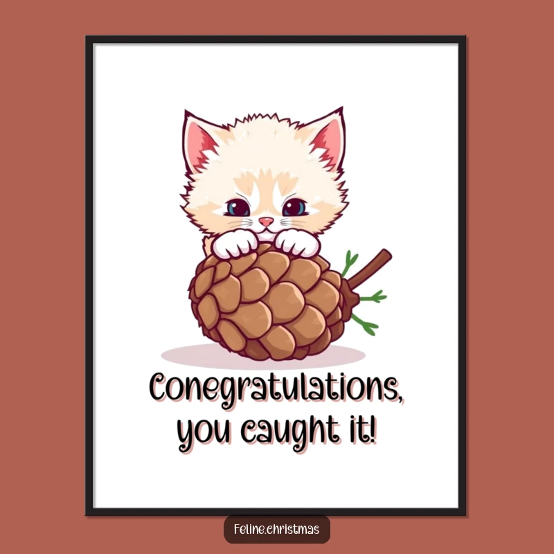 Funny Free Printable Wall Art: Kitten Pouncing Pinecone for Playful Decor!