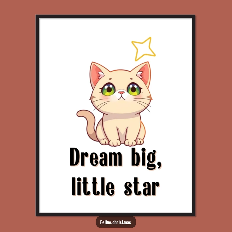 Free Printable Cat Wall Art - Bright Eyes Star Gazer Downloadable Decor Gift